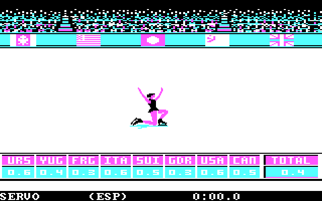 Winter Games IBM PC/Compatibles Screenshot: The results? Not so good...
