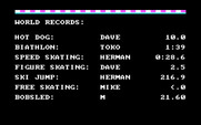 Winter Games for IBM PC/Compatibles - The world records screen.