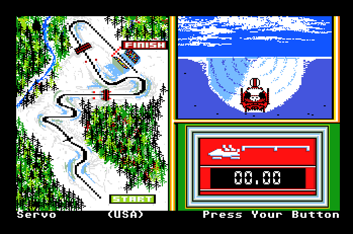 Winter Games Apple IIgs Screenshot: Bobsled start.