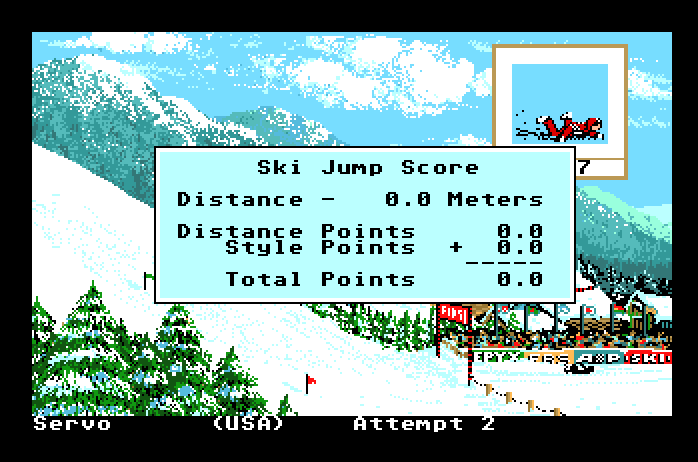 Winter Games Apple IIgs Screenshot: Crash! I get no points for that poor performance.