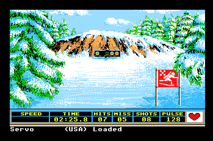 Winter Games Apple IIgs Screenshot: Shooting at targets.