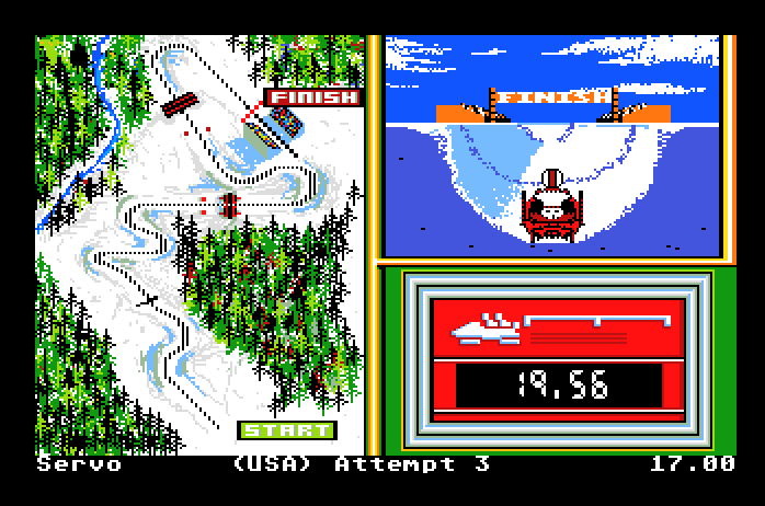 Winter Games Apple IIgs Screenshot: There's the finish line!