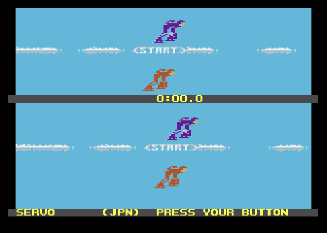 Winter Games Atari 7800 Screenshot: Speed skating start.