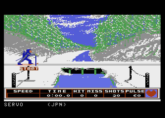 Winter Games Atari 7800 Screenshot: Biathlon start!