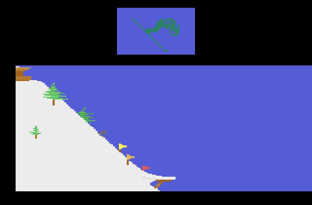 Winter Games Atari 2600 Screenshot: Ski jump start.