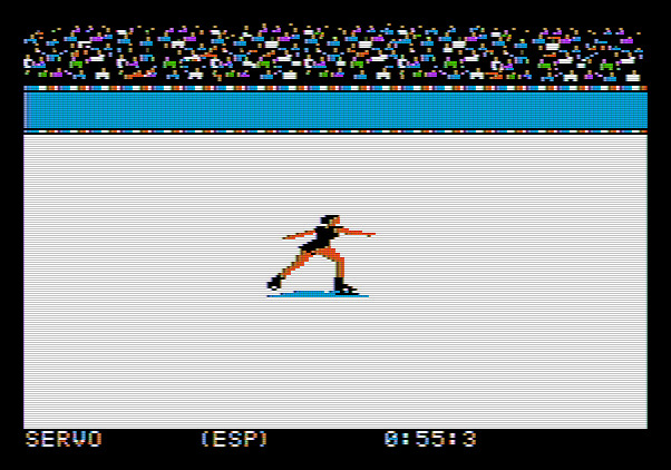 Winter Games Apple II Screenshot: Time to impress with my skating skills!
