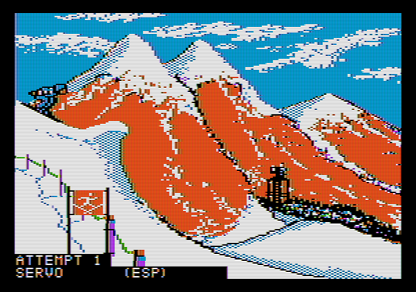 Winter Games Apple II Screenshot: First event start.