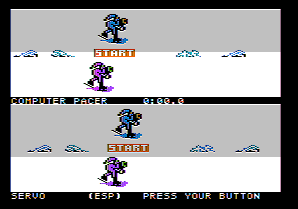 Winter Games Apple II Screenshot: Prepare for speed skating!