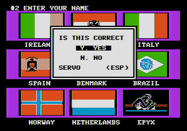 Winter Games Apple II Screenshot: Player selections correct?