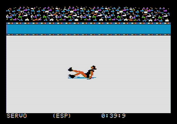 Winter Games Apple II Screenshot: Skating again...but I fell...