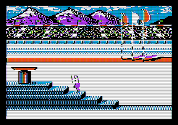 Winter Games Apple II Screenshot: The opening ceremonies.
