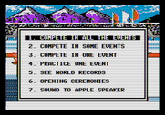 Winter Games for Apple II - The main menu.