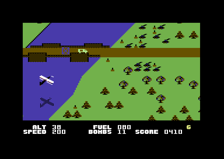 Blue Max Commodore 64 Screenshot: Another target ahead...