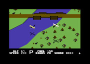 Blue Max for Commodore 64 - Flying over a bridge...