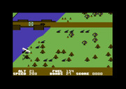 Blue Max for Commodore 64 - Pull up, or you'll crash into the bridge!