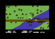 Blue Max for Commodore 64 - This bridge has a target on it, see if you can bomb it...