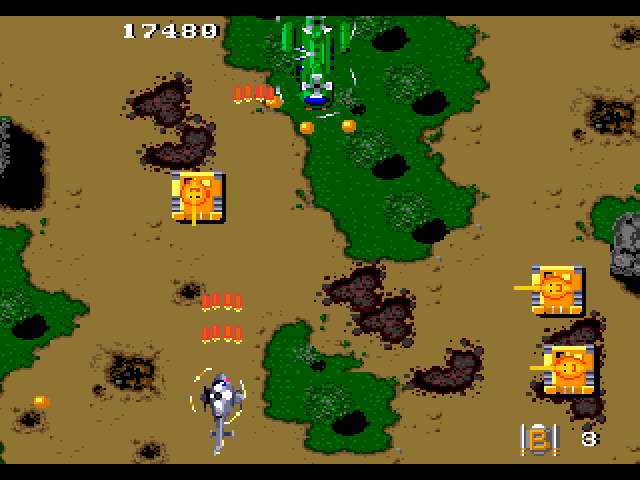Twin Cobra Sega Genesis / Mega Drive Screenshot: Tanks attacking!