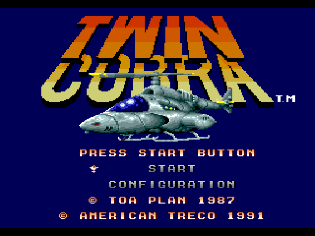 Twin Cobra Sega Genesis / Mega Drive Screenshot: Title screen (U.S. version)
