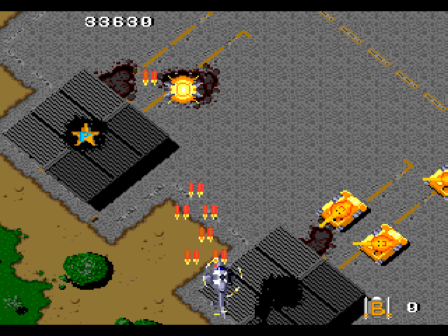 Twin Cobra Sega Genesis / Mega Drive Screenshot: Even more tanks appear now...