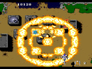 Twin Cobra for Sega Genesis / Mega Drive - Using a bomb to destroy enemies...