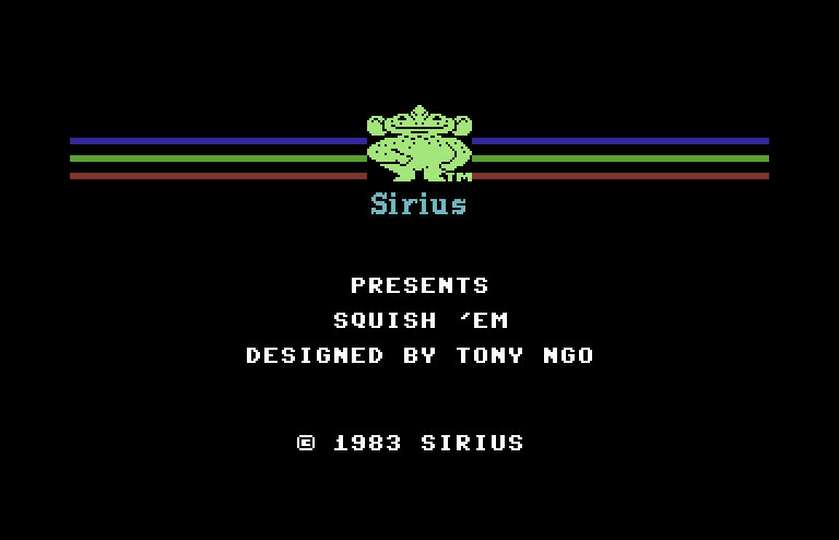 Squish 'Em Commodore 64 Screenshot: Title screen.