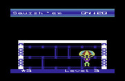 Squish 'Em for Commodore 64 - Reached the top, parachuting to the next level...