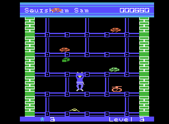 Squish 'Em ColecoVision Screenshot: Watch out for the falling bricks!