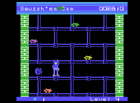 Squish 'Em ColecoVision Screenshot: More falling items appear on level 4...