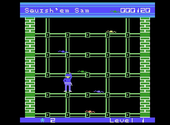 Squish 'Em ColecoVision Screenshot: Climbing up the building...