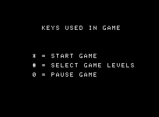 Squish 'Em ColecoVision Screenshot: Keys used in the game.