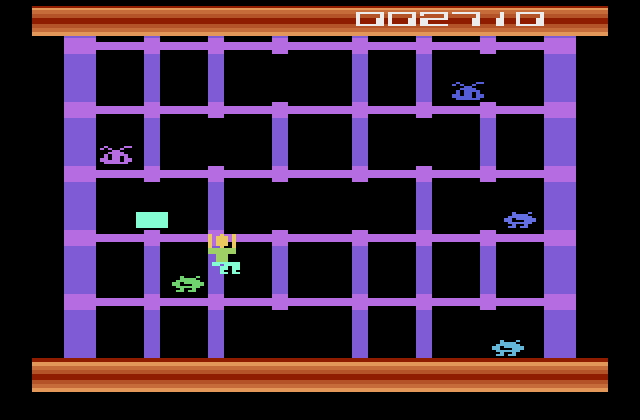 Squish 'Em Atari 2600 Screenshot: Avoiding a creature...
