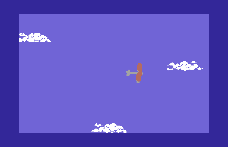 Stunt Flyer Commodore 64 Screenshot: The computer demonstrates a stunt.