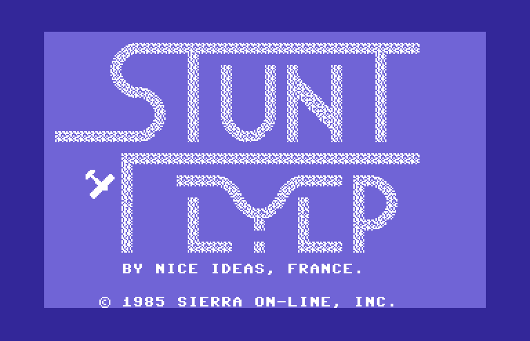Stunt Flyer Commodore 64 Screenshot: A stunt plane flies in and forms the title screen.