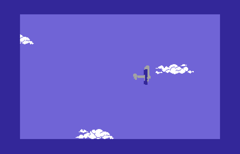 Stunt Flyer Commodore 64 Screenshot: The computer performs a roll...