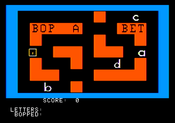 Bop-A-Bet Apple II Screenshot: Starting a game with lower case letters.