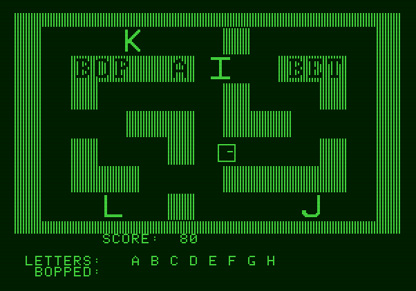 Bop-A-Bet Apple II Screenshot: Searching for the next letter...
