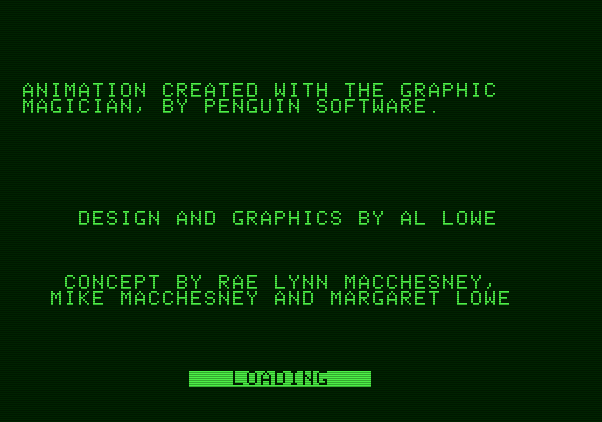 Bop-A-Bet Apple II Screenshot: Credits screen.