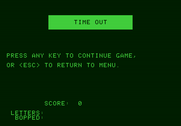 Bop-A-Bet Apple II Screenshot: The pause screen.