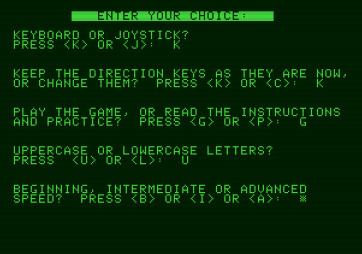 Bop-A-Bet for Apple II - Setting some game options.