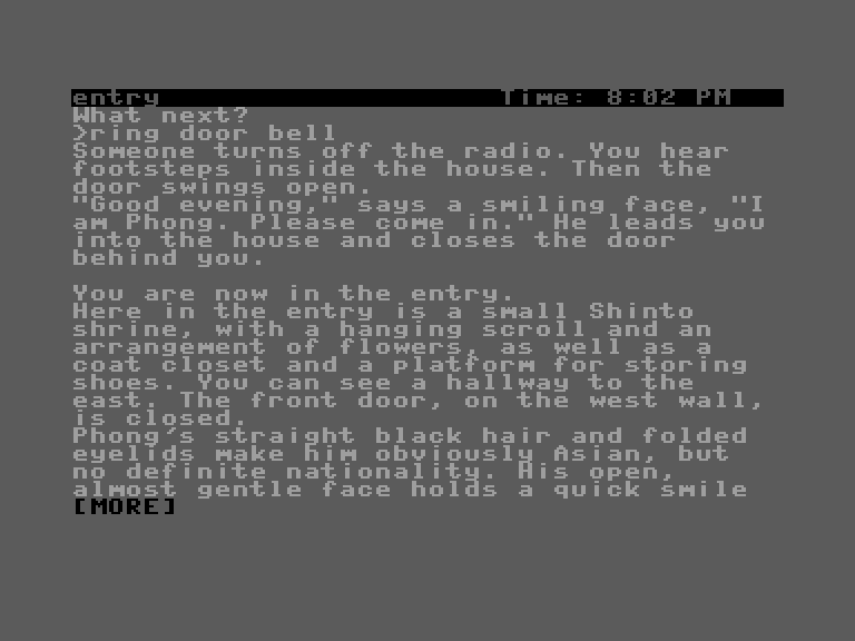 Witness, The Commodore 16 & Plus/4 Screenshot: I ring the doorbell, and enter...
