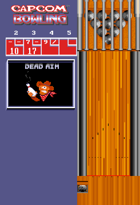 Capcom Bowling Arcade Screenshot: Dead aim!