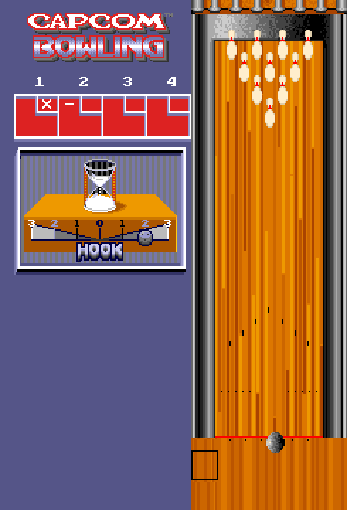 Capcom Bowling Arcade Screenshot: Preparing to bowl...