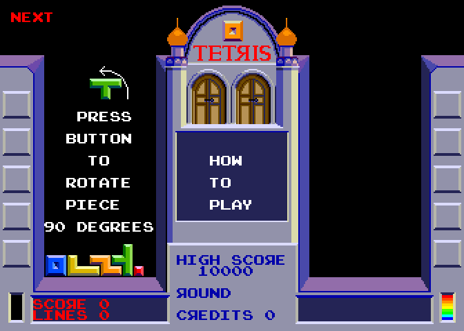 Tetris Arcade Screenshot: Some quick instructions before beginning the game.