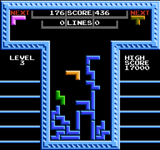 Tetris NES / Famicom Screenshot: Two player cooperative mode.
