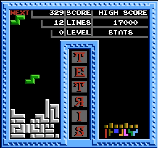 Tetris NES / Famicom Screenshot: This green piece doesn't quite fit anywhere...