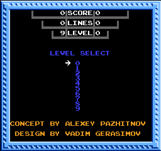 Tetris NES / Famicom Screenshot: Select a level.