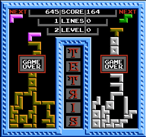 Tetris NES / Famicom Screenshot: Game over.