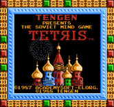 Tetris for NES / Famicom - Title screen with fireworks in the background.
