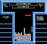 Tetris for NES / Famicom - In cooperative mode two players share the same, extra large playfield.