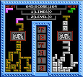 Tetris for NES / Famicom - Game over.